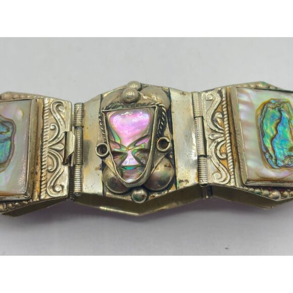 Vintage 925 Silver Abalone Bracelet - Picture 4 of 7